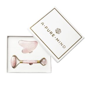 Gua Sha og faceroller gaveæske - rosa kvarts - A Pure Mind