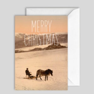 Merry Christmas - Men and horse postkort fra The Dybdahl co.
