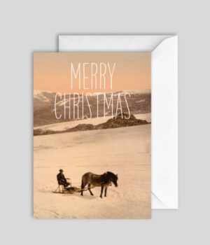 Merry Christmas - Men and horse postkort fra The Dybdahl co.