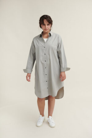 Vilde Loose Shirt Dress - Dried Sage - Basic Apparel - Image 2