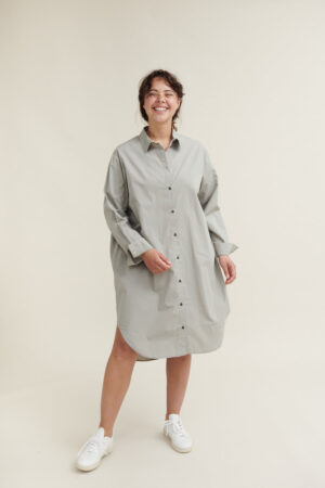 Vilde Loose Shirt Dress - Dried Sage - Basic Apparel