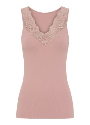 Blondetop med v-hals - Belen - Rosa antico - Tim & Simonsen