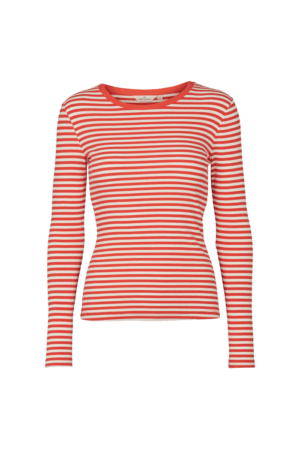 Ludmilla LS tee - spicy orange/whisper white - Basic Apparel