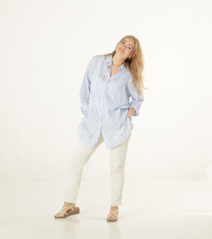 Boyfriend Shirt - Blue Block Print - Masala