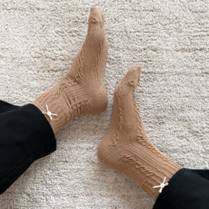 Strømper - Beige m. lille sløjfe - Image 2