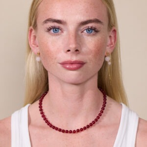 Krystal halskæde - Rød Jade - Soi